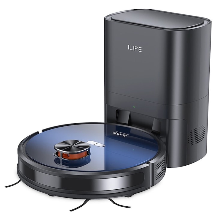 Прахосмукачка-робот ILIFE T10s, 2 в 1, всмукателна мощност 3000Pa, самоизпразваща се станция, 2,5 л, градиентно синьо