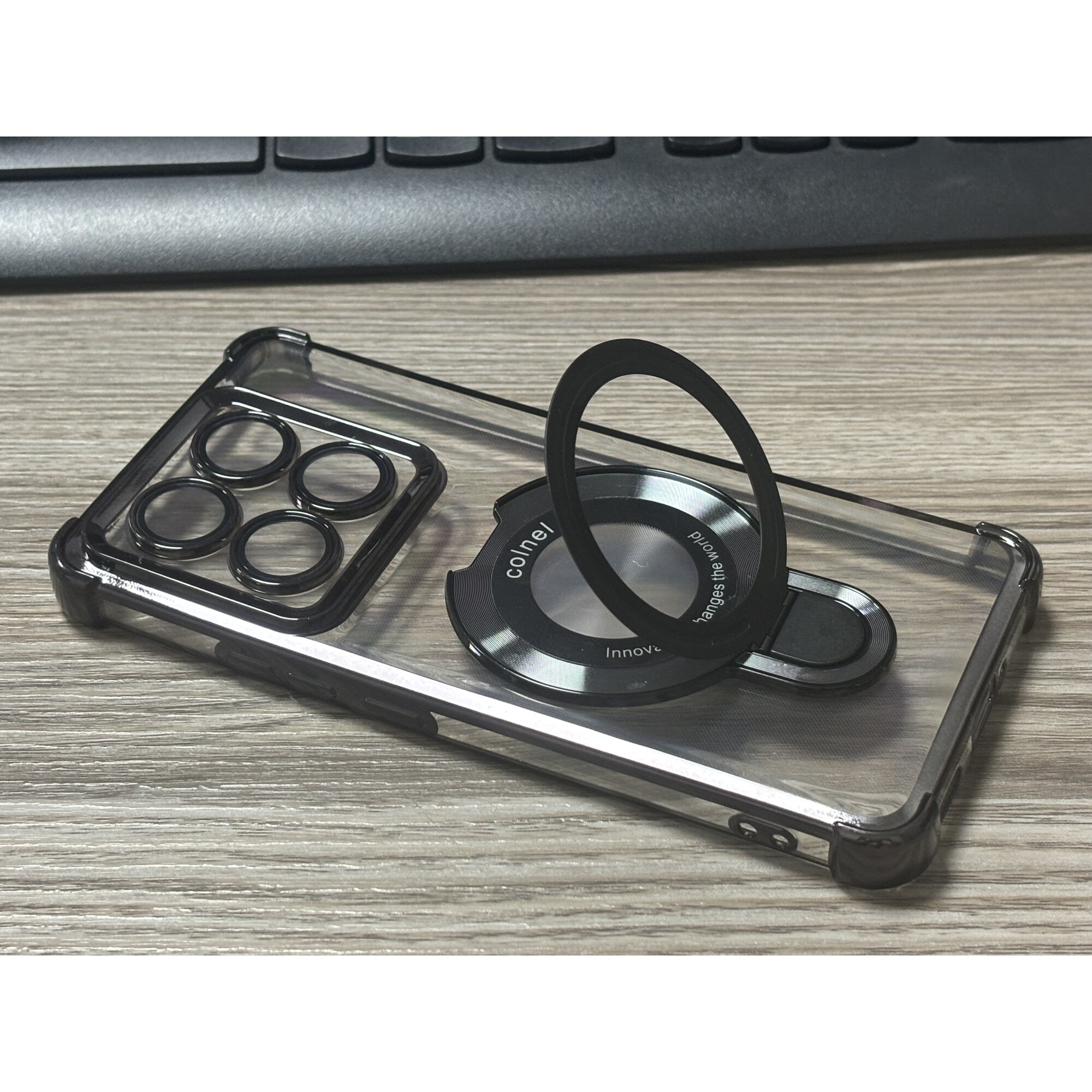 Husa pentru Xiaomi 15 Case, Clear Shockproof carcase de protectie cu inel magnetic Stand, Anti-Shock Protection, Xiaomi 15 Phone Case TPU Cover -Negru