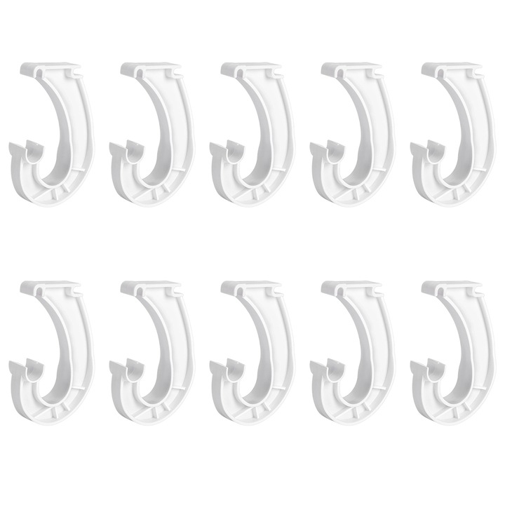 Set 10 suporturi pentru tije de dulap, Enforose, plastic, design practic, alb