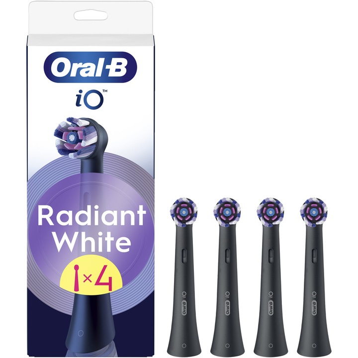 Oral-B iO Radiant White elektromos fogkefe pótfej, 4db, iO sorozat kompatibilitás, Fekete