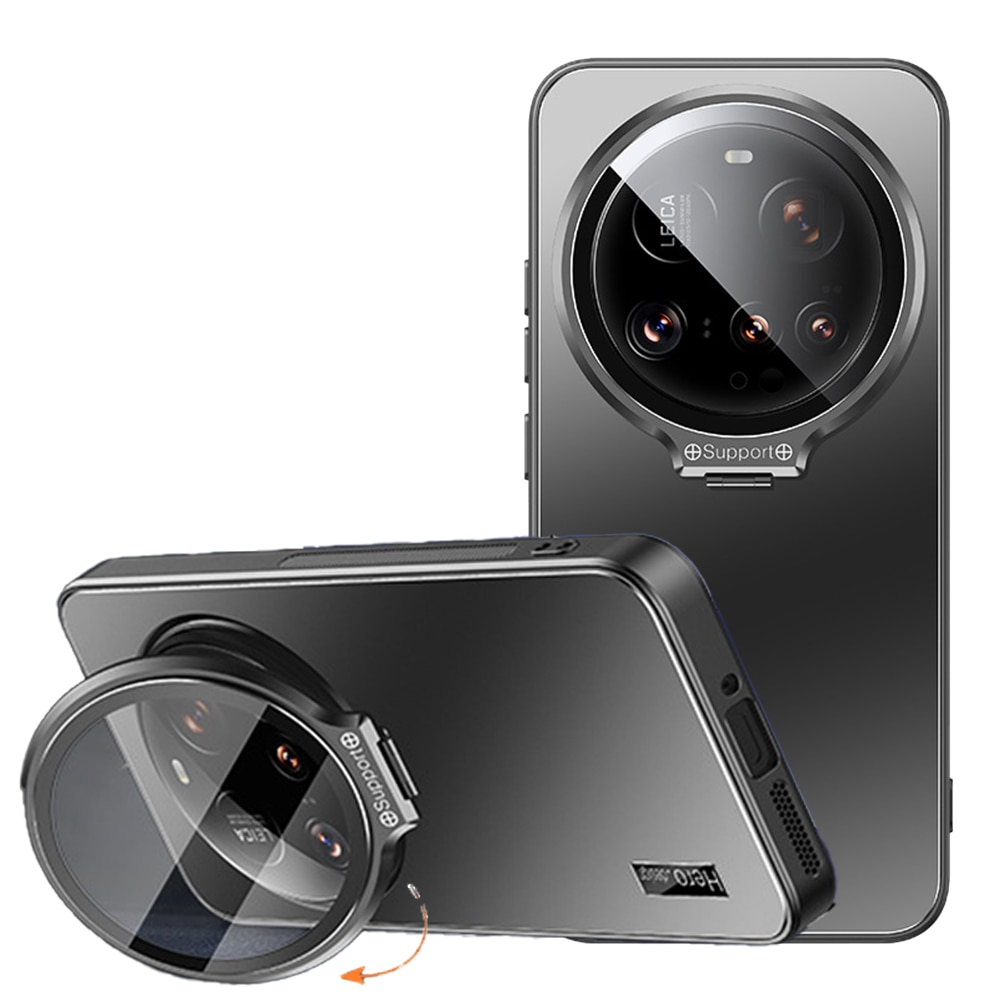 Husa Compatibil pentru Xiaomi 15 Ultra, cu suport invisibil, spate mat, anti-soc, protectie completa pentru camera, Negru grafit
