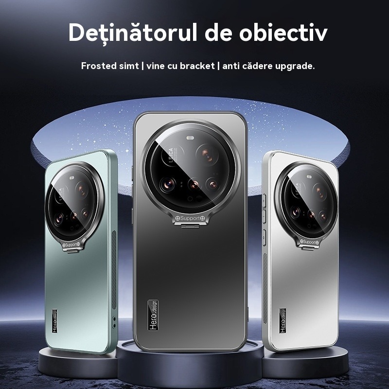 Husa Compatibil pentru Xiaomi 15 Ultra, cu suport invisibil, spate mat, anti-soc, protectie completa pentru camera, argintiu