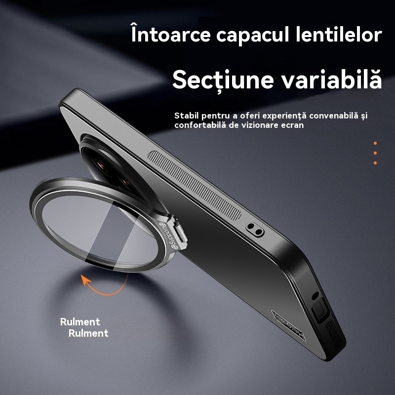 Husa Compatibil pentru Xiaomi 15 Ultra, cu suport invisibil, spate mat, anti-soc, protectie completa pentru camera, argintiu