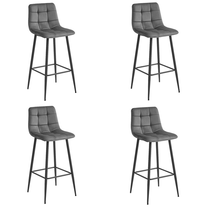 Комплект 4 бар стола ARCETO, модерен дизайн, гранат, 76x43.5x32.5см