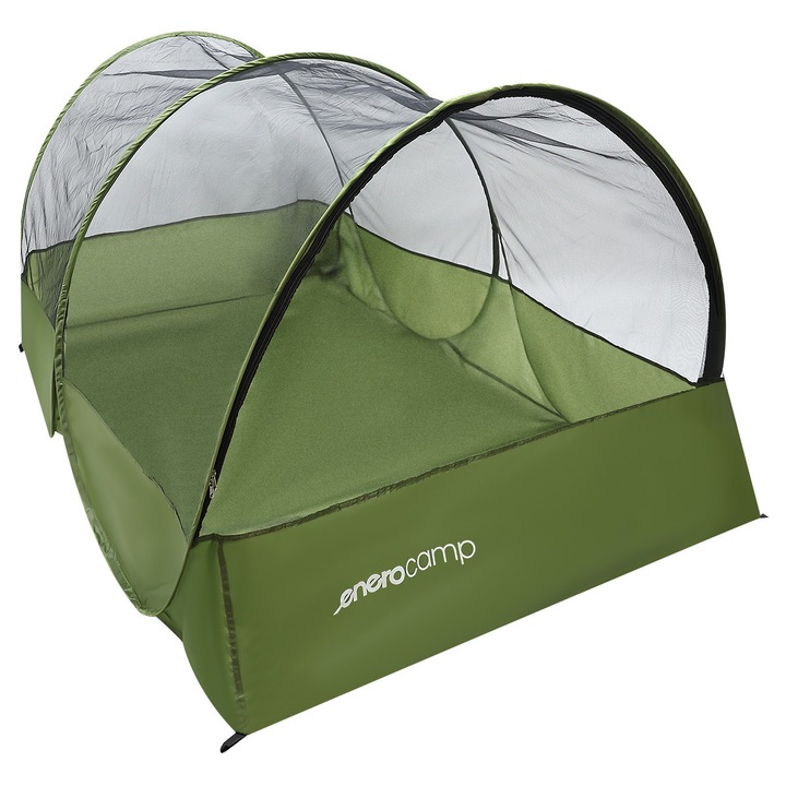 Cort plasa de tantari, Enero Camp, poliester 170T, verde/negru, 190x120x95cm