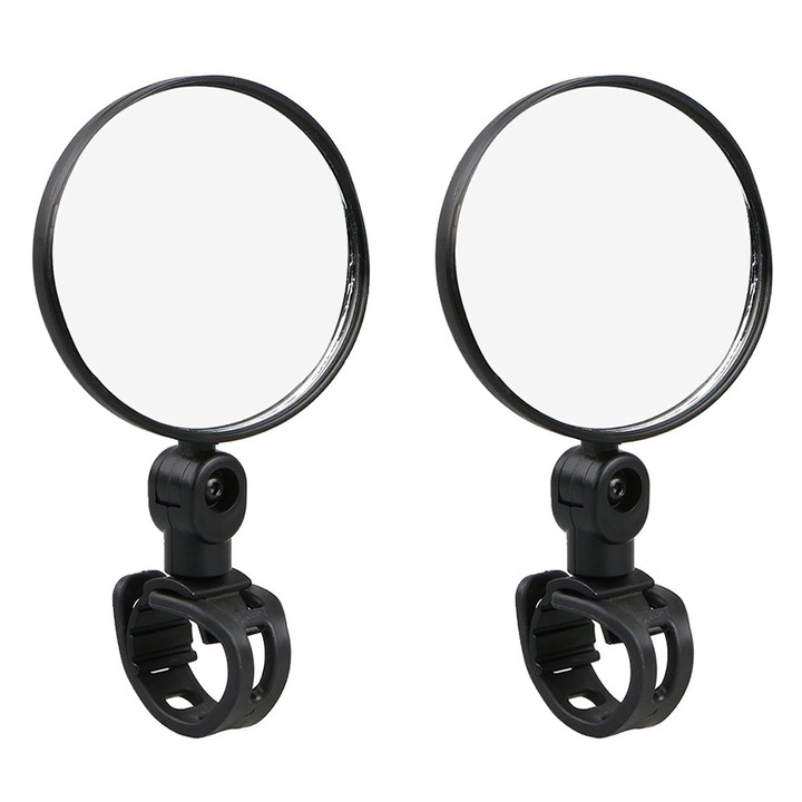 Комплект огледала за велосипед, 2 части, регулиране на 360°, стъкло/пластмаса, 7,5 см, черни