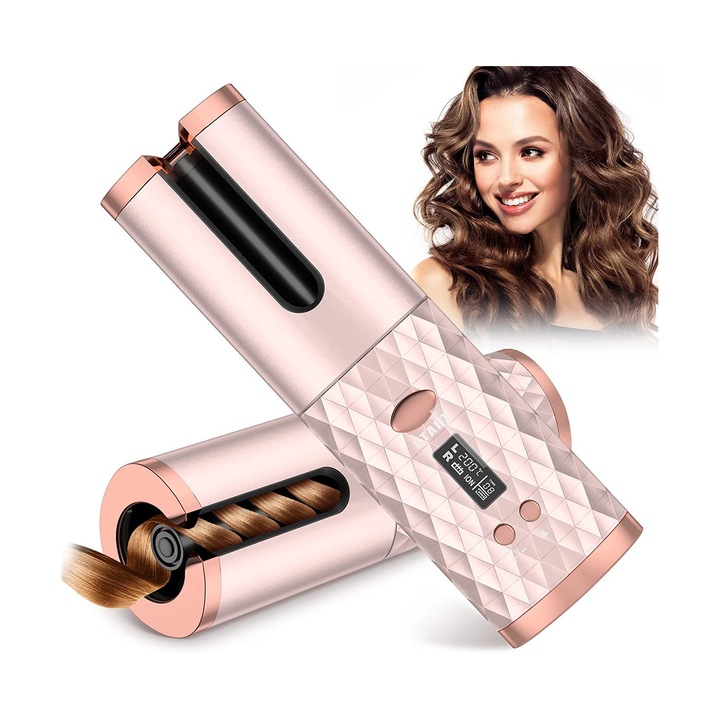 Автоматична маша за коса, 6 температури и таймери, керамична, преносима, безжична