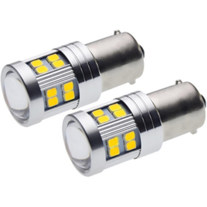 Becuri LED P21W 1156 BA15S PYRJIN 6000K alb 6W set 2 bucati 45x18x18mm