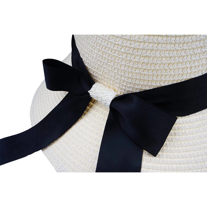 Palarie de soare din paie pentru femei, model cu boruri late, protectie UV, culoare multicolor, dimensiune unica