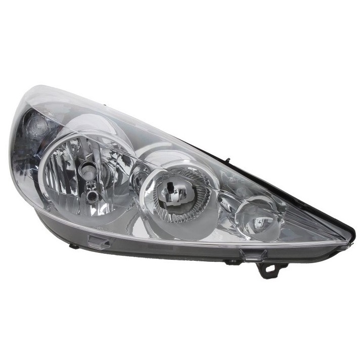 Електрически десен фар с мотор, сребърен тип крушка H1/H7 за Peugeot 206+ 2009-2013