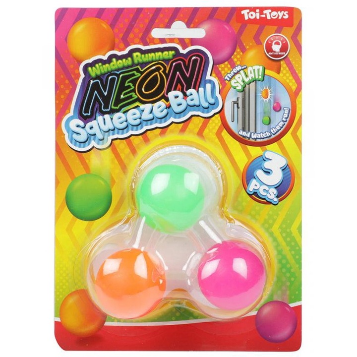 Magic Toys 7010596 Squeeze: Ragadós neon 3db-os labda szett
