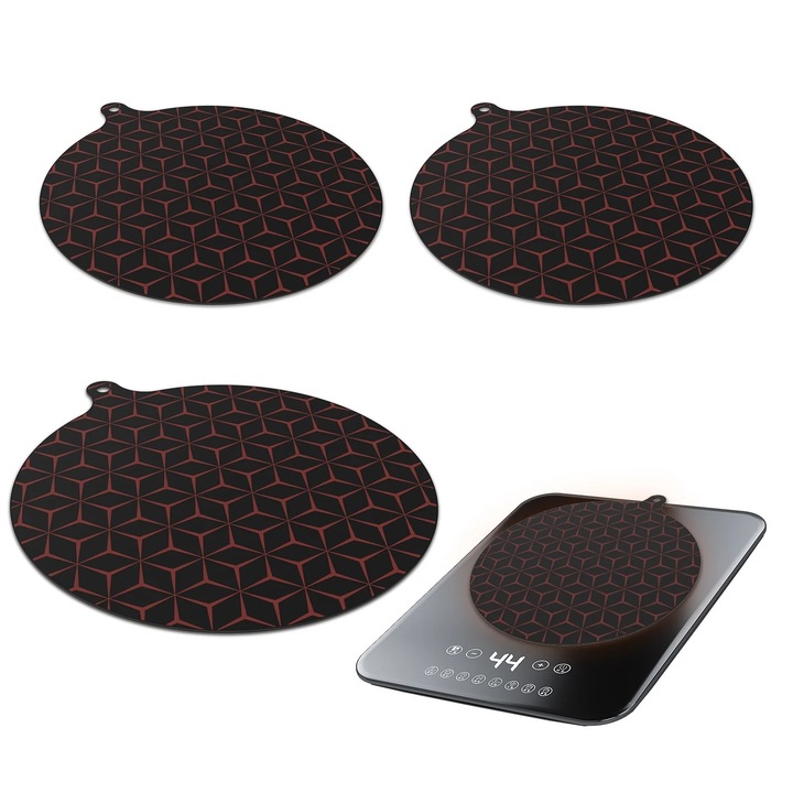 4 Buc Protetii Plita Anti-alunecare 24.5cm, Protetii Bucatarie, Set 4 Buc, Forma Rotunda, 24.5cm, Usor Curatat