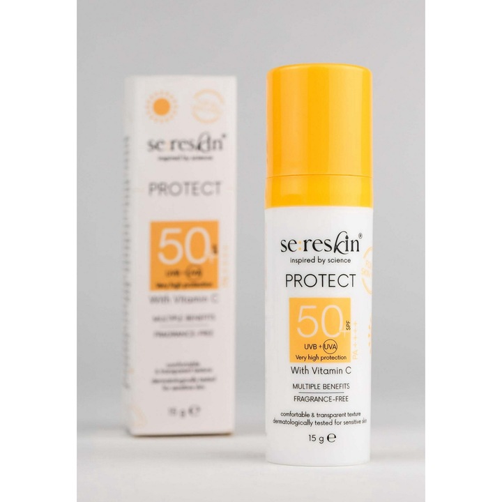 Mini Crema PROTECT SPF50+ cu vitamina C, protectie foarte ridicata