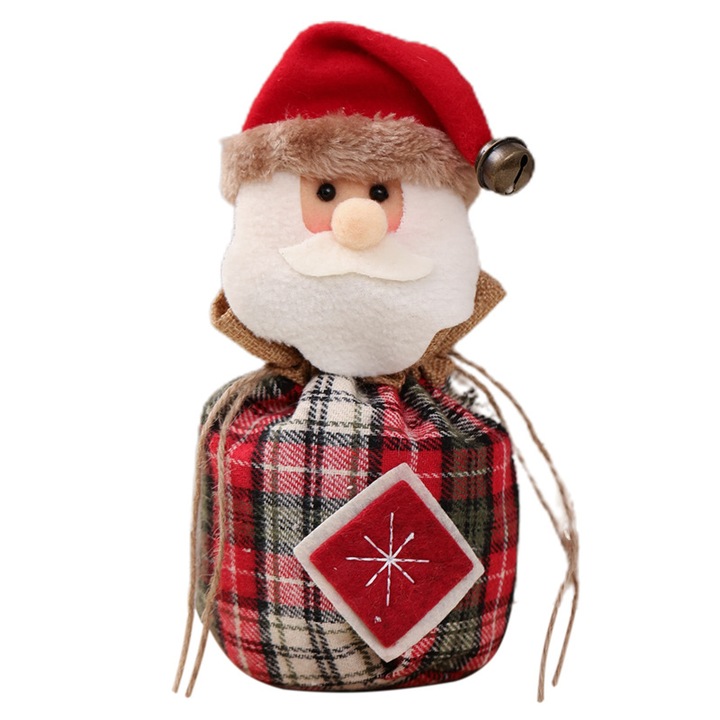 Sac de cadou de Craciun, 31x15cm, reutilizabil, design cu snur, pentru ambalarea cadourilor