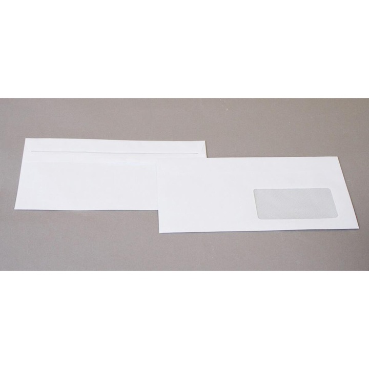 Plicuri autoadezive DL cu fereastra, set 1000 bucati, alb