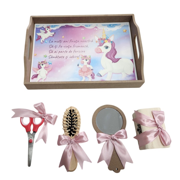 Tavita mot fetite, set 5 piese mov, Unicorni