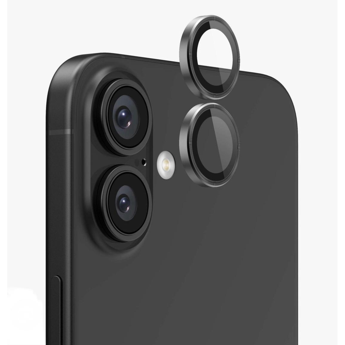 Set Lentile de Protectie pentru Camera Foto compatibile cu Apple Iphone 16/16 Plus, Sticla Securizata 9H, Easy Application, transparent-negru