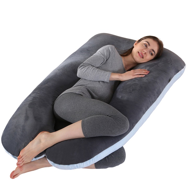 Perna gravide, reglabila, detasabila, bumbac si fleece, U-shape, 15.1x20cm