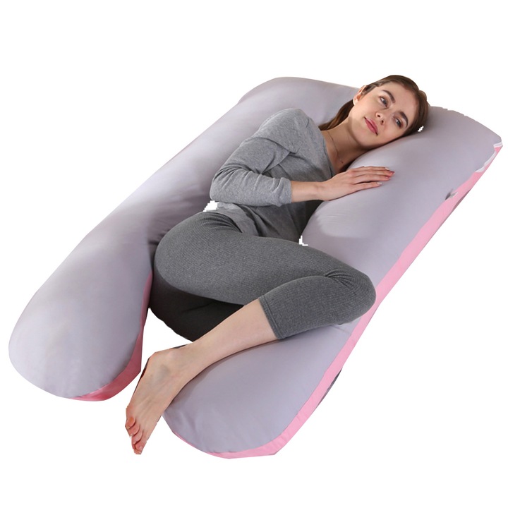 Perna gravide, reglabila, detasabila, bumbac si fleece, U-shape, 15.1x20cm