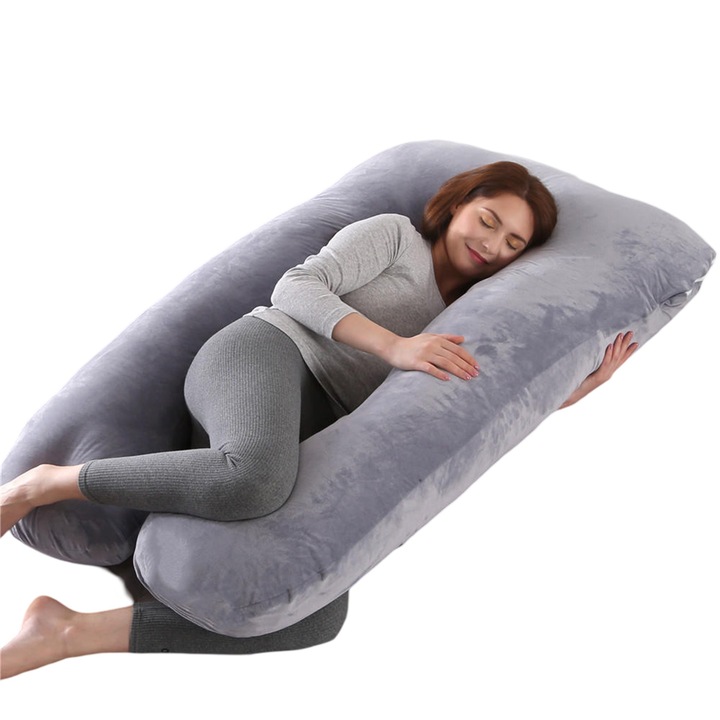 Perna gravide, reglabila, detasabila, U-shape, bumbac-cristal fleece, 15x20cm