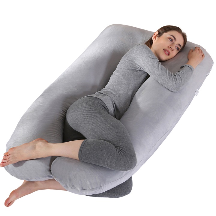 Perna gravide, reglabila, detasabila, U-shape, bumbac-cristal fleece, 15x20cm
