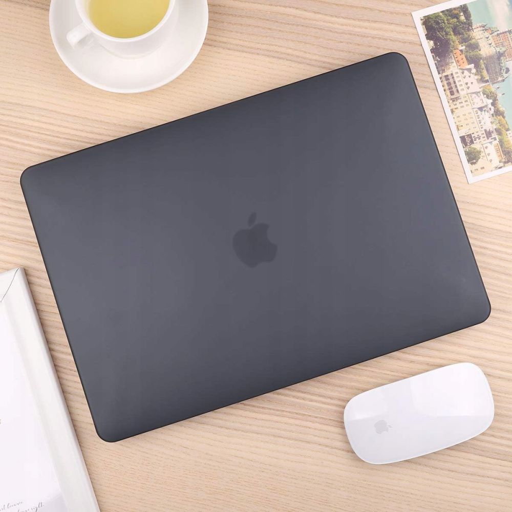 Husa de protectie compatibila cu MacBook Air 15" (2023 / 2024 / 2025), UltraShell, slim, cu suporturi din silicon antiderapante, TPU, Negru