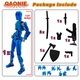 Robot figurina cu articulatii, 13.5cm, imprimat 3D, albastru, set cu accesorii