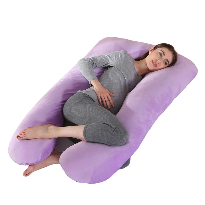 Perna gravide, reglabila, detasabila, U-shape, bumbac-cristal fleece, 15.1x20cm