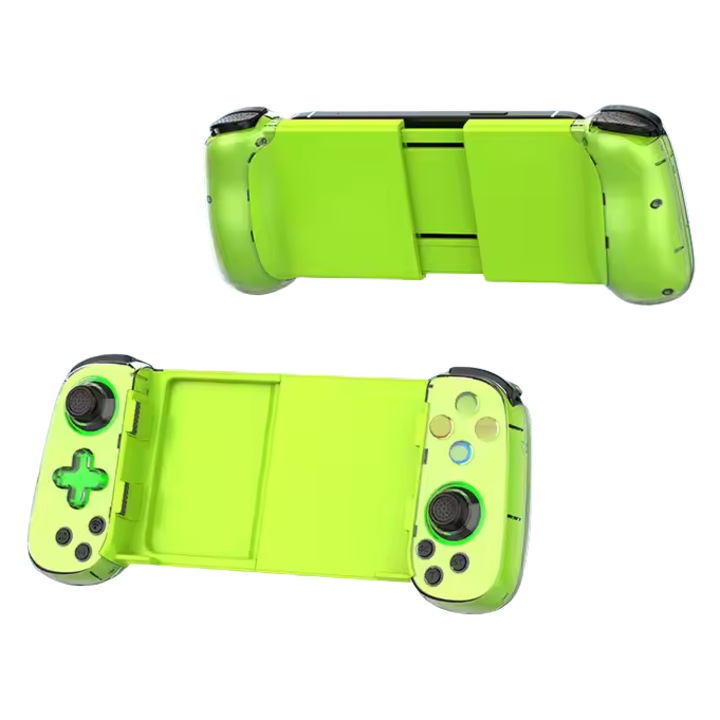 Геймърски контролер GamePad за телефон, BSP-D7, PC, Android, iOS, PS3/Switch, Bluetooth 5.0, безжичен, разтегателен 180 мм, жироскоп, 6-осен сензор, бутони с ефект на Хол, стрийминг на PS4/PS5/Xbox през телефон, спусък 0.8 мм, зелен