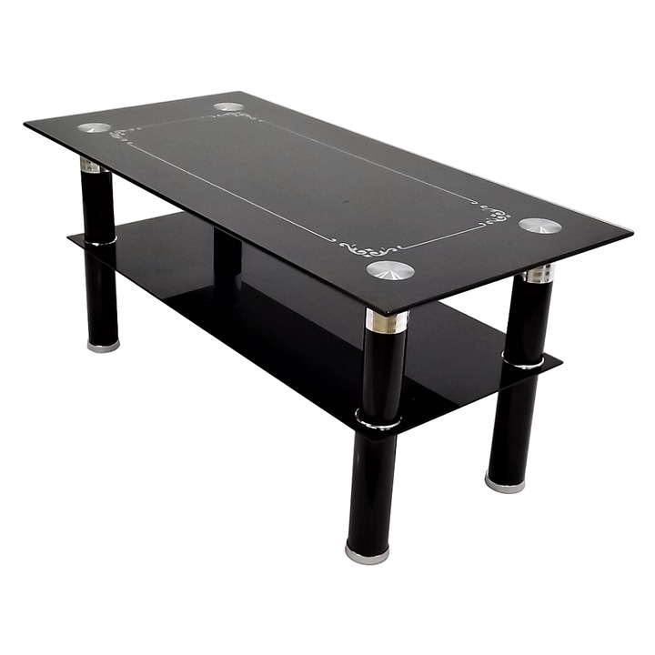 Masuta cafea din sticla securizata si rezistenta model S449, negru