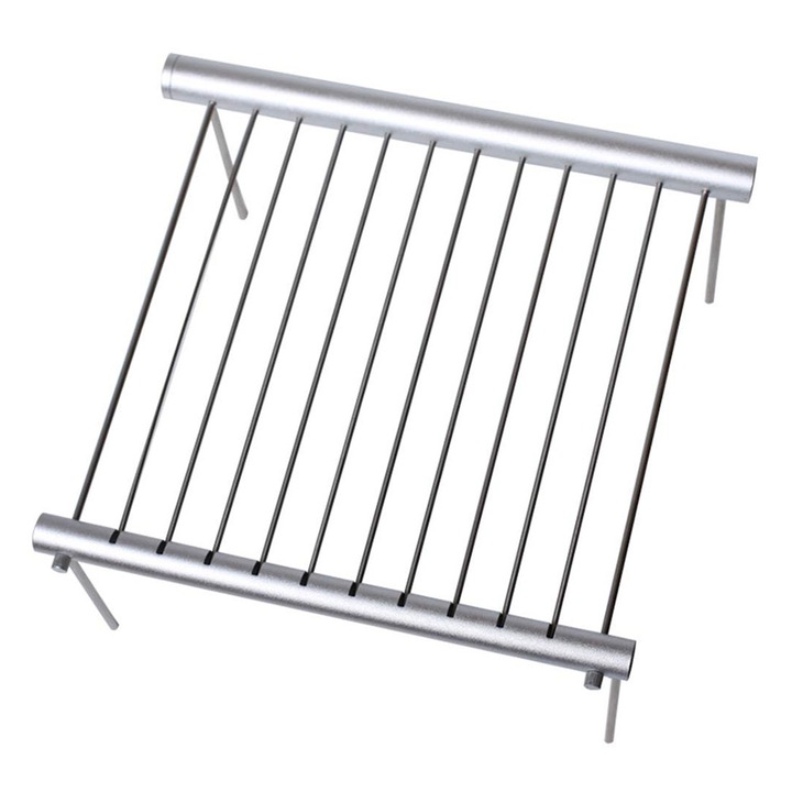 Gratar portabil pliabil din otel inoxidabil si aluminiu 30x27.5x15.5 cm argintiu