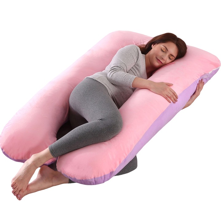 Perna gravide, reglabila, detasabila, U-shape, bumbac-cristal fleece, 15x20cm