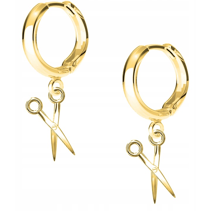Fülbevaló, Larezo, Olló, 925 ezüst, 24 karátos aranyozás, antiallergén, nőknek, Talisman magassága 1.6 cm, prémium ékszerdoboz ajándékcsomagolásban, ezüst
