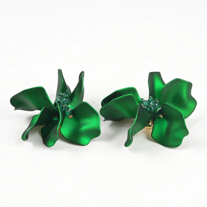 Cercei cu clips floare verde, Meli Melo Paris