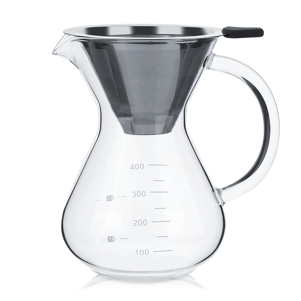 Cafetiera manuala din sticla de 400 ml, filtru cu cantar, birou si casa