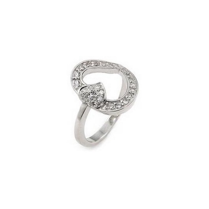 Inel argint 925 rodiat cu 2 inimioare si zirconii 4663