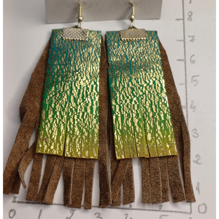 Cercei lungi din piele naturala si lut polimeric