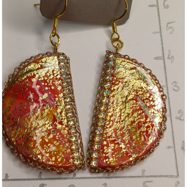 Cercei unicat lut polimeric " Luna aurie "