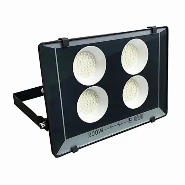 Proiector LED, negru, 200W, lumina rece, 6500k, aluminiu, IP66, 220-240V, 290x200x25mm, LED CONCEPT