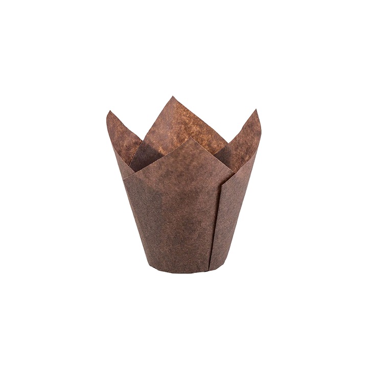 Set 250 bucati, chesa tulip copt, hartie maro, rezistenta la grasimi, termorezistenta, 50g, 3,5x6cm