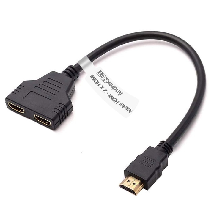 Adaptor HDMI tata la 2 x HDMI mama, 30 cm, negru