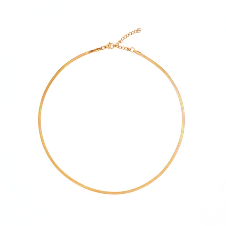 Colier din otel inoxidabil placat cu aur de 18k, IMMACULATI, Flat Snake, 40+5 cm, Hipoaleregenica, Resistent la Apa, Minimal Design