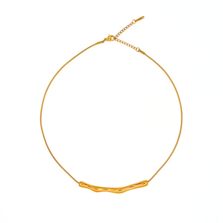 Colier din Otel Inoxidabil placat cu Aur de 18k, IMMACULATI, Wormie, 40+6 cm, Hipoaleregenica, Resistent la Apa, Minimal Design