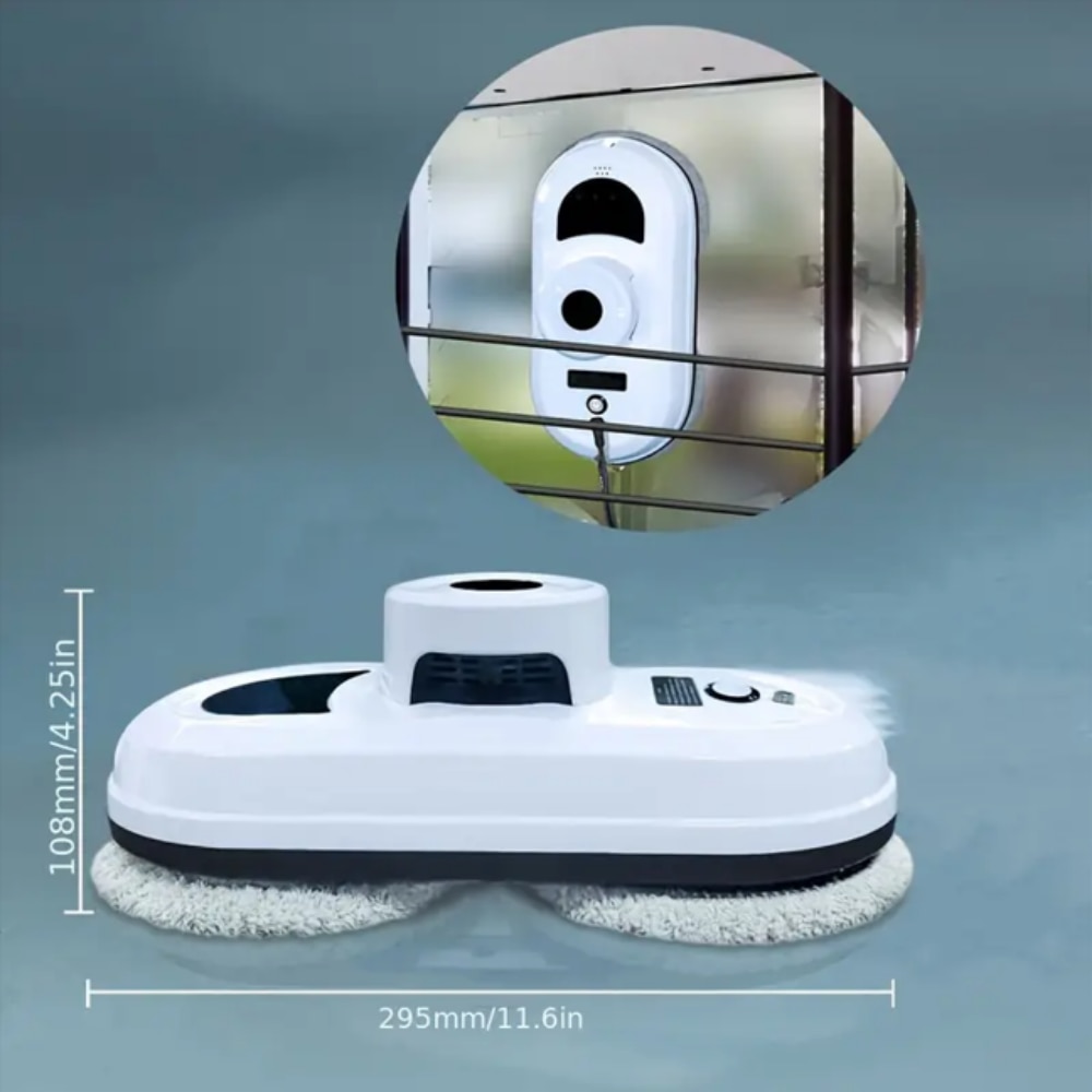 Robot autonom curatare geamuri, Sistem de Backup, Identificare Obstacole si Margine, Telecomanda, Alb