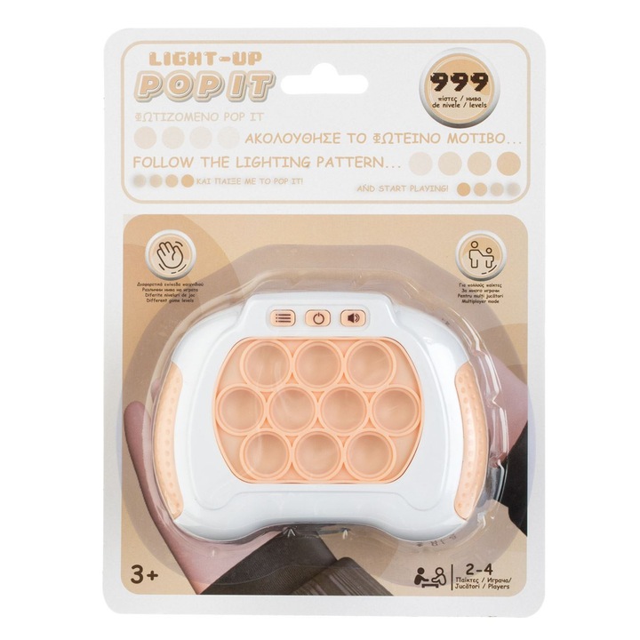 Pop It elektronikus játék, hanggal, fehér bézs színnel
