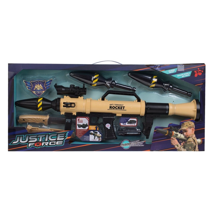 Bazooka játékfegyver fénnyel és kiegészítőkkel