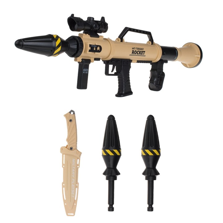 Jucarie Arma tip Bazooka cu Lumina Sunete & Accesorii