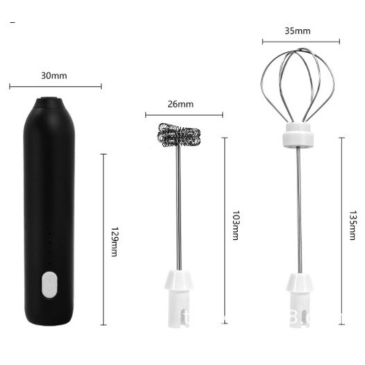 Миксер за разпенване на мляко, от Fitilomania, електрически с USB зареждане, топли/студени напитки, топлоизолирана дръжка, неръждаема стомана, за лате, горещ шоколад, капучино, фрапе, лесен за използване, 2 аксесоара, черен