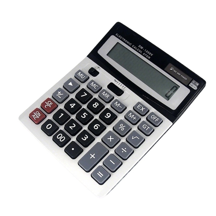 Настолен калкулатор, 12 цифри, метален панел, двойно захранване, 18.5x14.5 см