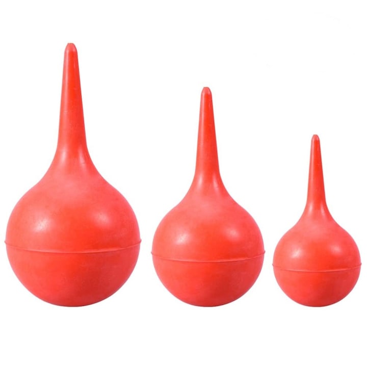 Set 3 accesoriib curatare urechi, Silicon, 30/60/90ml, Rosu